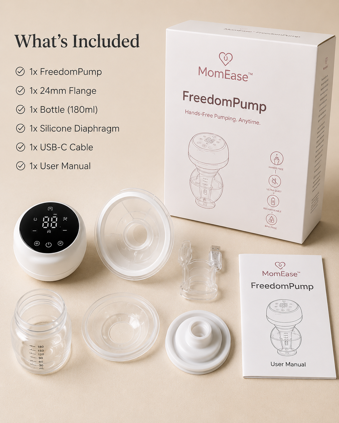 MomEase™ FreedomPump — Wearable Hands-Free Breast Pump